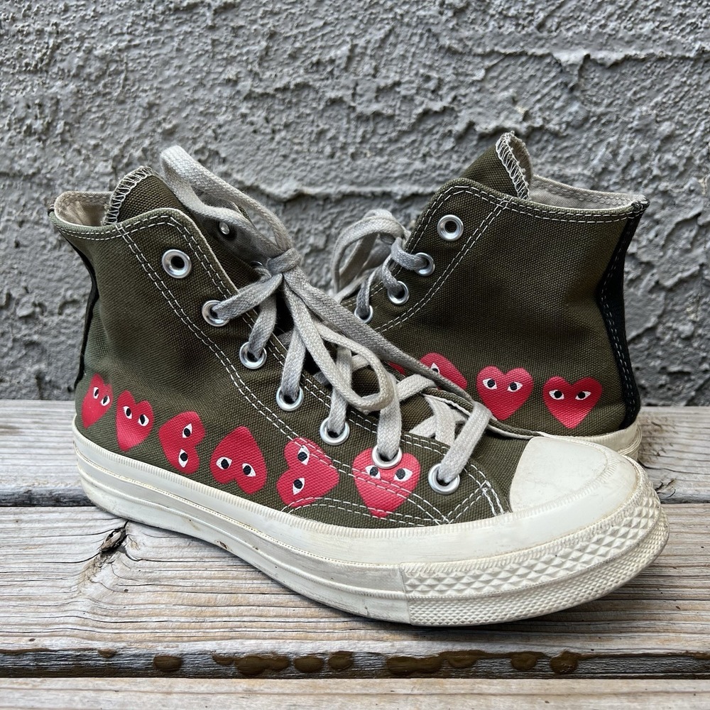 Converse Shoes Women Size 7 Comme Des Garcons Play Green High Top Chuck 70 Heart